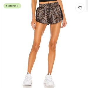 Koral Power Shiny Netz Shorts in Brown Leopard MEDIUM
